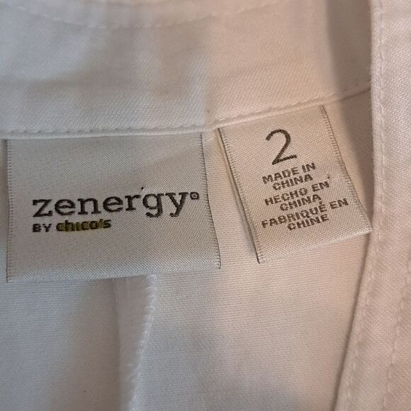 Zenergy by Chico’s Jacket Size Large Mandie Mixed Fabric Collarless Zipper Front - Picture 7 of 13